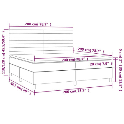 Boxspring Met Matras En Led Stof Zwart 200 x 200 cm Horizontale strepen