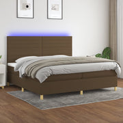 Boxspring met matras en LED 200x200 cm donkerbruin