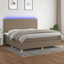 Boxspring met matras en LED stof taupe 200x200 cm 200 x 200 cm Taupe