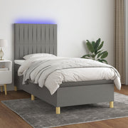 Boxspring 80x200 cm donkergrijs met matras en LED