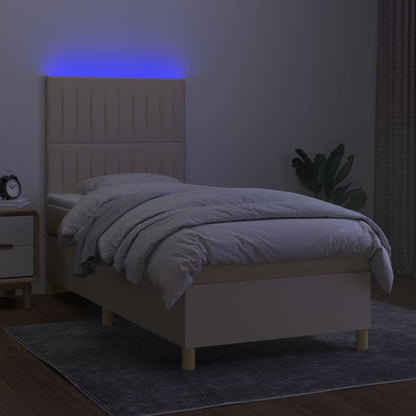 Boxspring met matras en LED stof crèmekleurig 80x200 cm 90 x 200 cm Crème