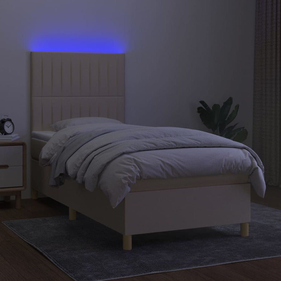 Boxspring met matras en LED stof crèmekleurig 80x200 cm 90 x 200 cm Crème
