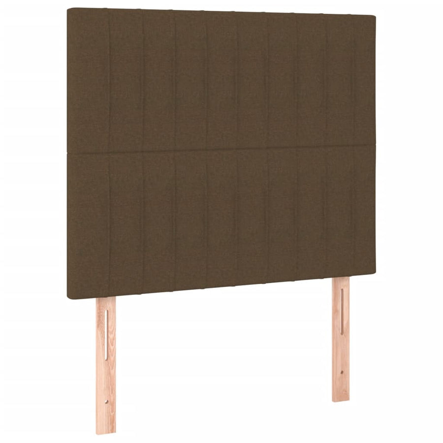 Boxspring met matras en LED stof donkerbruin 100x200 cm 100 x 200 cm Verticale strepen