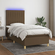 Boxspring met matras en LED 100x200 cm donkerbruin