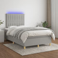 Boxspring met matras en LED stof lichtgrijs 120x200 cm