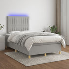 Boxspring Met Matras En Led Stof Lichtgrijs 120 x 200 cm Verticale strepen