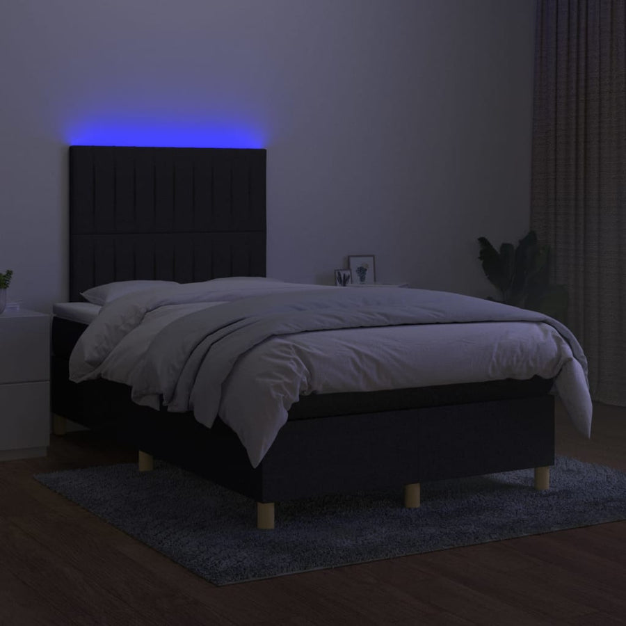 Boxspring Met Matras En Led Stof Zwart 120 x 200 cm Verticale strepen