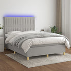 Boxspring 140x190 cm lichtgrijs met matras en LED
