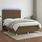 Boxspring met matras en LED stof donkerbruin 140x200 cm 140 x 200 cm Donkerbruin