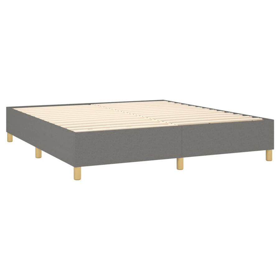 Boxspring Met Matras En Led Stof Donkergrijs 160 x 200 cm Verticale strepen