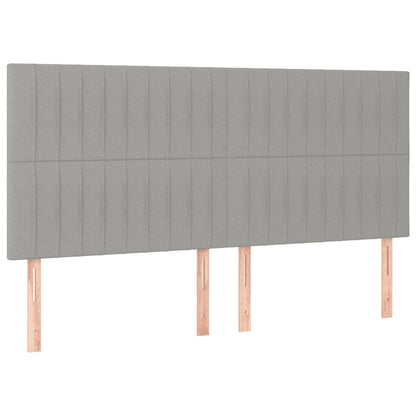 Boxspring Met Matras En Led Stof Lichtgrijs 180 x 200 cm Verticale strepen