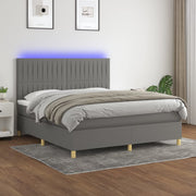 Boxspring 180x200 cm donkergrijs met matras en LED