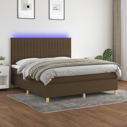 Boxspring Met Matras En Led Stof 180 x 200 cm Donkerbruin