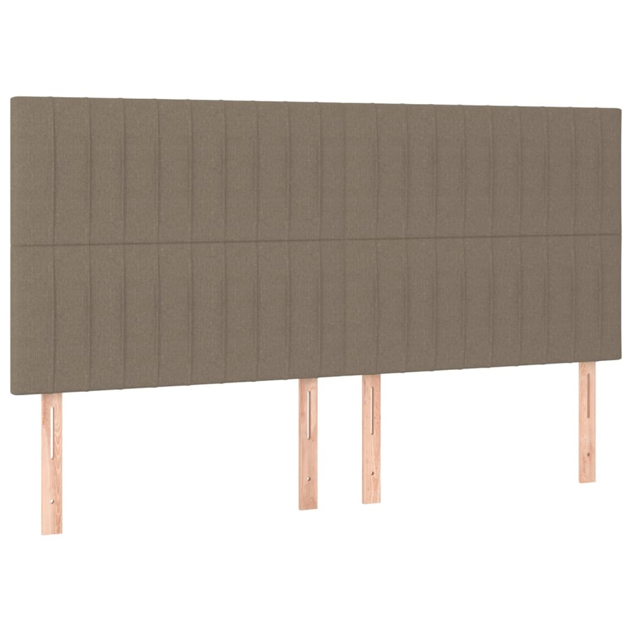 Boxspring met matras en LED stof taupe 200x200 cm 200 x 200 cm Verticale strepen