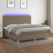 Boxspring 200x200 cm taupe met matras en LED