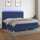Boxspring 200x200 cm blauw met matras en LED