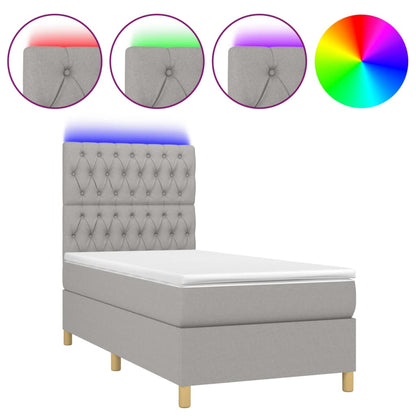 Boxspring Met Matras En Led Stof Lichtgrijs 80 x 200 cm Getuft ontwerp