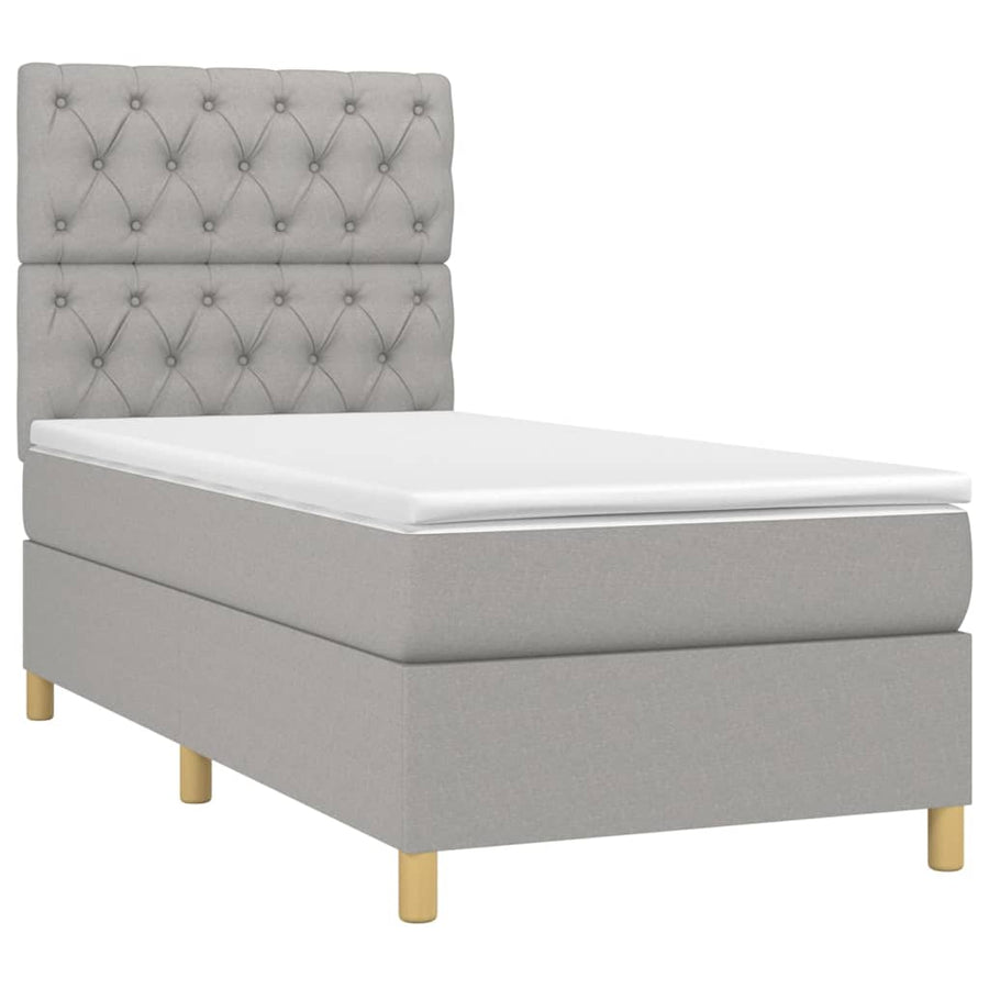 Boxspring Met Matras En Led Stof Lichtgrijs 80 x 200 cm Getuft ontwerp