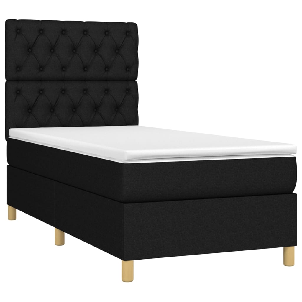 Boxspring Met Matras En Led Stof Zwart 80 x 200 cm Getuft ontwerp