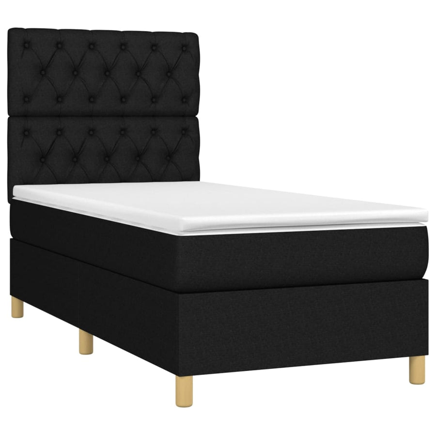 Boxspring Met Matras En Led Stof Zwart 80 x 200 cm Getuft ontwerp