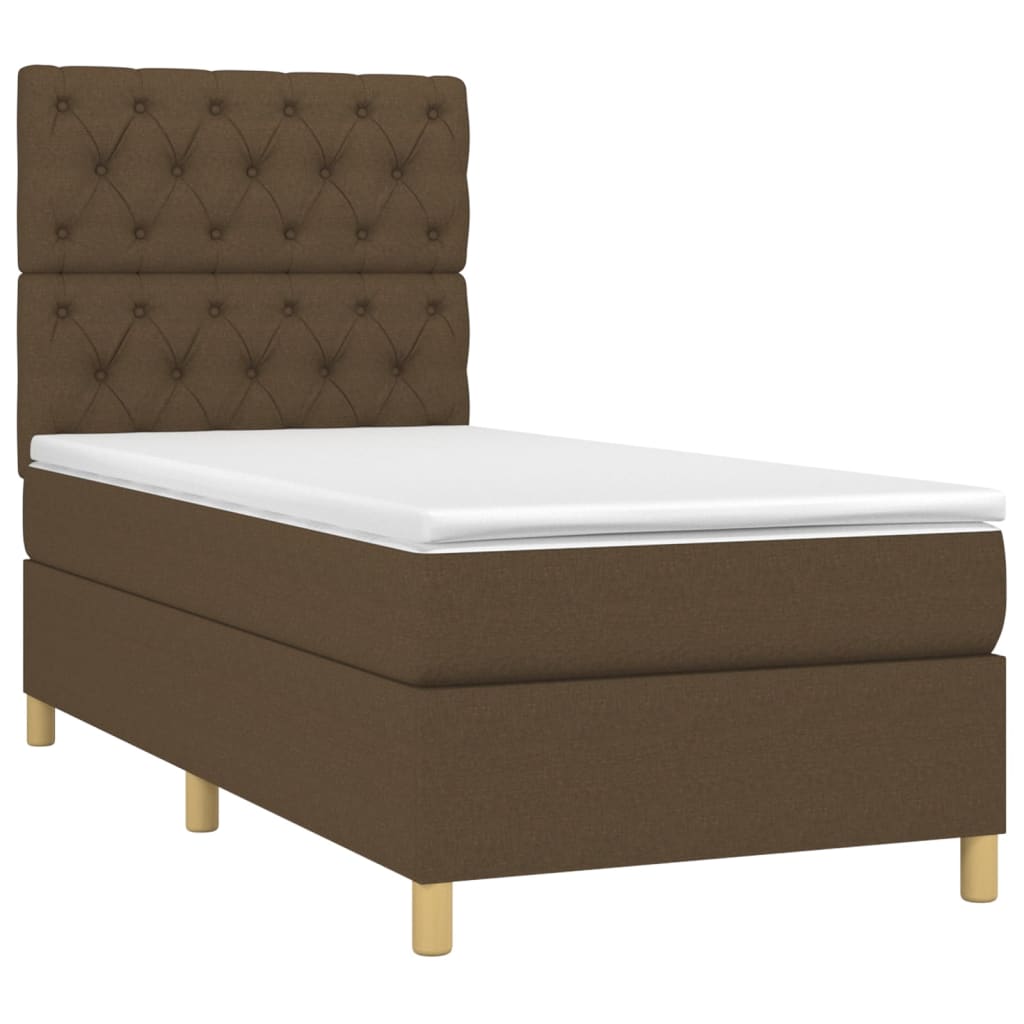 Boxspring Met Matras En Led Stof Donkerbruin 80 x 200 cm Getuft ontwerp