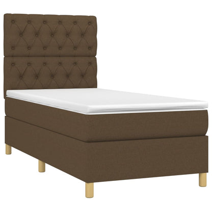 Boxspring Met Matras En Led Stof Donkerbruin 80 x 200 cm Getuft ontwerp