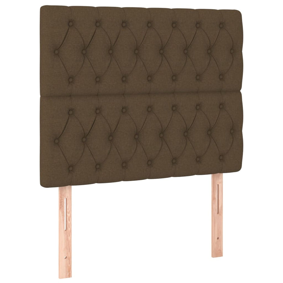 Boxspring met matras en LED stof donkerbruin 90x190 cm 90 x 190 cm Donkerbruin