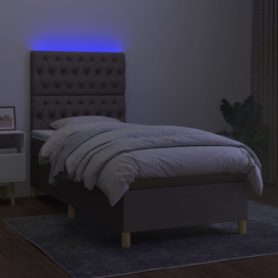 Boxspring Met Matras En Led Stof Taupe 90 x 190 cm Getuft ontwerp