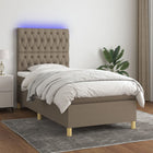 Boxspring Met Matras En Led Stof Taupe 90 x 190 cm Getuft ontwerp