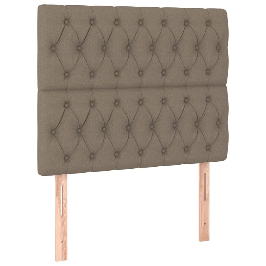 Boxspring Met Matras En Led Stof 80X200 Cm Taupe 90 x 200 cm Getuft ontwerp