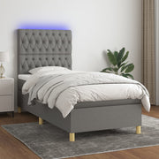 Boxspring met matras en LED 100x200 cm donkergrijs