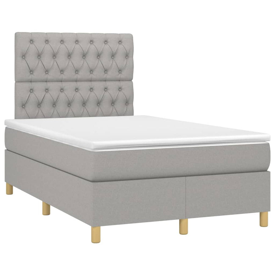 Boxspring Met Matras En Led Stof Lichtgrijs 120 x 200 cm Getuft ontwerp