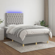 Boxspring met matras LED 120x200 cm lichtgrijs