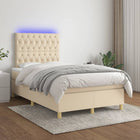 Boxspring Met Matras En Led Stof Kleurig Crème 120 x 200 cm Getuft ontwerp