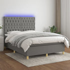 Boxspring Met Matras En Led Stof Donkergrijs 140 x 190 cm Getuft ontwerp