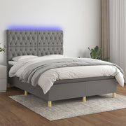 Boxspring 140x190 cm donkergrijs met matras en LED