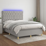 Boxspring 140x200 cm lichtgrijs met matras en LED