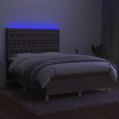 Boxspring Met Matras En Led Stof Taupe 140 x 200 cm Getuft ontwerp