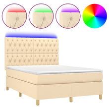 Boxspring met matras en LED stof crèmekleurig 140x200 cm 140 x 200 cm Crème