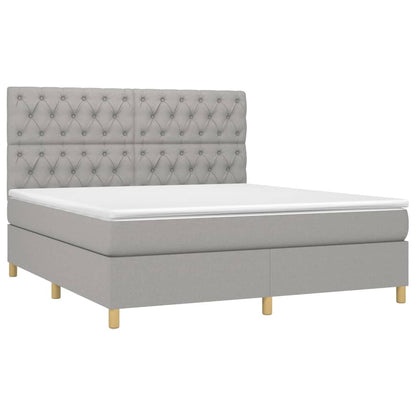 Boxspring Met Matras En Led Stof Lichtgrijs 160 x 200 cm Getuft ontwerp