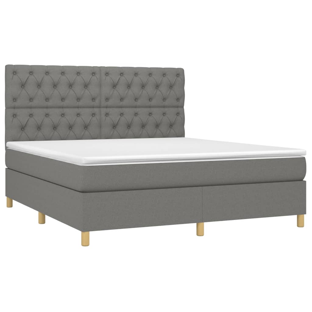 Boxspring Met Matras En Led Stof Donkergrijs 160 x 200 cm Getuft ontwerp