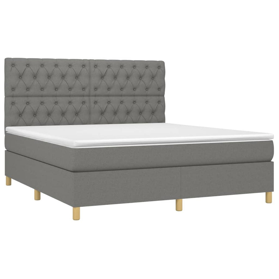 Boxspring Met Matras En Led Stof Donkergrijs 160 x 200 cm Getuft ontwerp