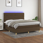 Boxspring Met Matras En Led Stof Donkerbruin 160 x 200 cm Getuft ontwerp