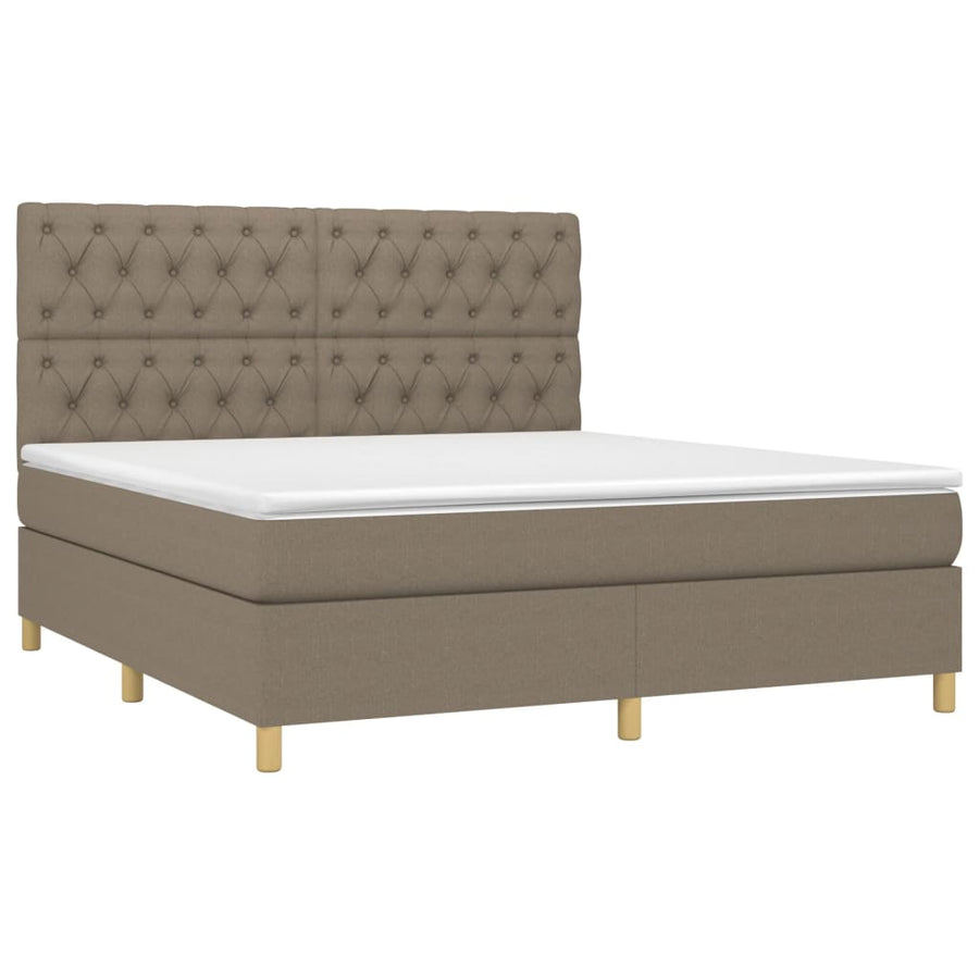 Boxspring Met Matras En Led Stof Taupe 160 x 200 cm Getuft ontwerp