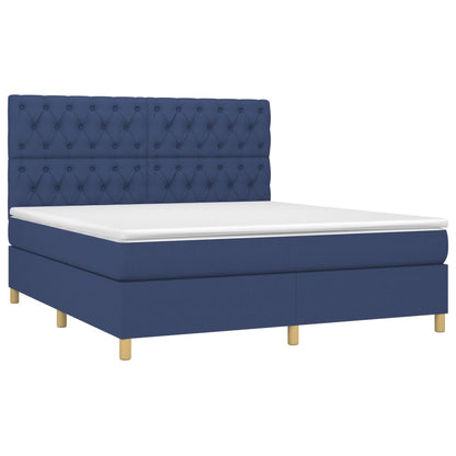Boxspring Met Matras En Led Stof Blauw 160 x 200 cm Getuft ontwerp