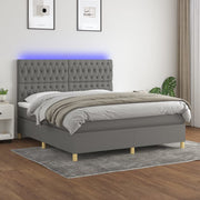 Boxspring met matras en LED 180x200 cm donkergrijs