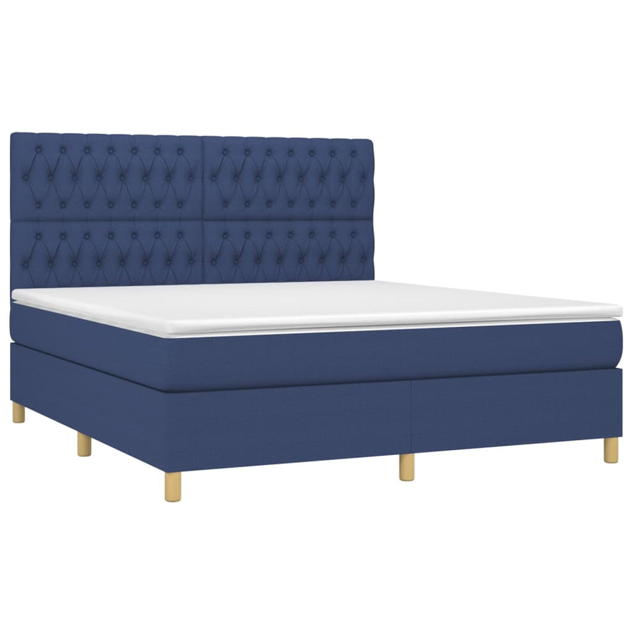 Boxspring Met Matras En Led Stof Blauw 180 x 200 cm Getuft ontwerp