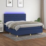 Boxspring 180x200 cm blauw met matras en LED