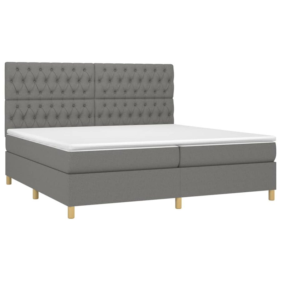 Boxspring Met Matras En Led Stof Donkergrijs 200 x 200 cm Getuft ontwerp