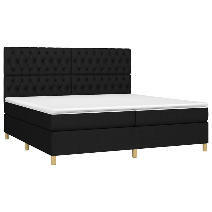 Boxspring Met Matras En Led Stof Zwart 200 x 200 cm Getuft ontwerp